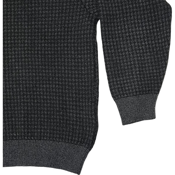 VTG 80’s Custom Made in Italy, Black & Charcoal Checkered Sweater - Picture 5 of 8